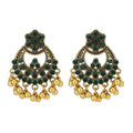 Vintage Ethnic Flower Rhinestone Alloy Chandelier Tassel Gold Bead Bohemian Statement Earrings view 5