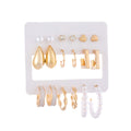 Elegant Alloy Rhinestone Teardrop Heart Pearl Enamel Stud Hoop Jewelry Set For Women Earrings view 5