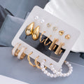 Elegant Alloy Rhinestone Teardrop Heart Pearl Enamel Stud Hoop Jewelry Set For Women Earrings view 2