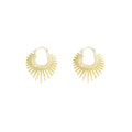 Bohemian Alloy Sunburst Leaf Texture Hoop Huggie Earrings For Women Luxury Metal Line Heart Earrings view 5