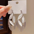 Light Luxury Vintage Hollow Oval Tassel Alloy Drop Earrings With Silver Posts view 1