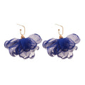 Silver Needle Chiffon Fabric Flower Pendant Drop Earrings Sweet Fairy Floral Stud Style view 5