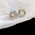 Metallic Flower Stud Earrings With Silver Pins, Geometric Minimalist Versatile Fashion Jewelry view 2