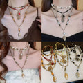 Vintage Ethnic Geometric Three Layer Wood Bead Crystal Coconut Shell Sweater Necklace For Women view 3