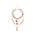 Ethnic Coconut Shell Wood Bead Three Layer Round Oval Pendant Collarbone Necklace For Women view 5