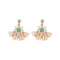 Chic Alloy Flower Crystal Fan Pendant Stud Earrings With Sparkling Rhinestone Accents view 5