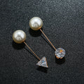 Round Pearl Look Clear Stone Gold Tone Floral Brooch view 1