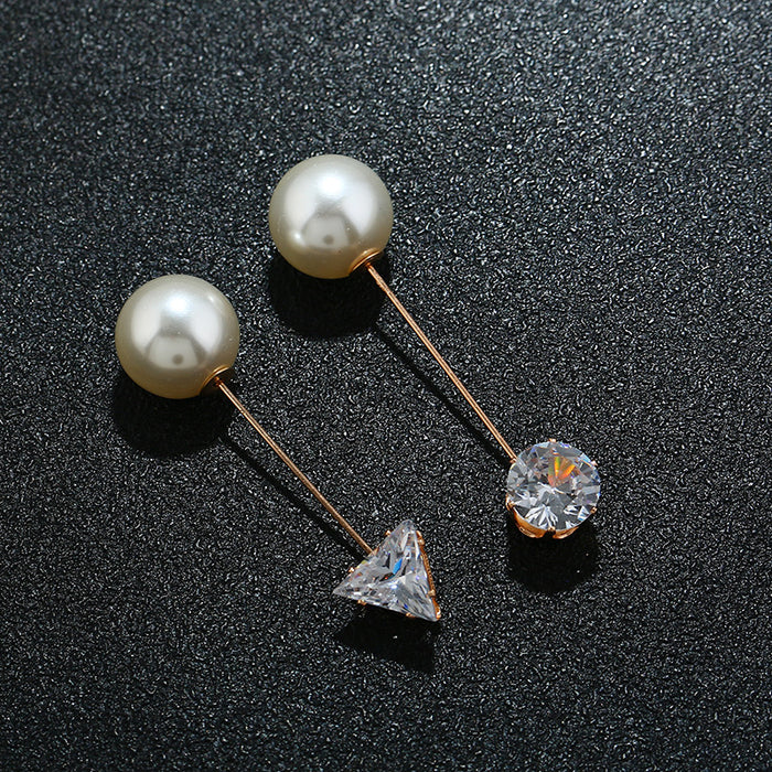Round Pearl Look Clear Stone Gold Tone Floral Brooch