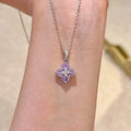 Luxury Copper Zircon Flower Petal Pendant Necklace Elegant Geometric Clavicle Choker view 3