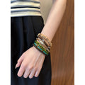 Vintage Bohemian Wooden Beaded Bracelet With Round Geometric Ethnic Stackable Design view 4