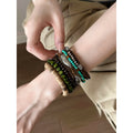 Vintage Bohemian Wooden Beaded Bracelet With Round Geometric Ethnic Stackable Design view 3
