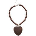Ethnic Style Wooden Bead Necklace With Heart Cross Pendant Geometric Collar Chain view 5