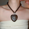 Ethnic Style Wooden Bead Necklace With Heart Cross Pendant Geometric Collar Chain view 3
