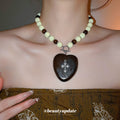 Ethnic Style Wooden Bead Necklace With Heart Cross Pendant Geometric Collar Chain view 1