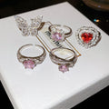 Light Luxury Copper Zircon Heart Butterfly Double Layer Open Ring For Women view 1