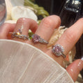 Light Luxury Copper Zircon Heart Butterfly Double Layer Open Ring For Women view 2