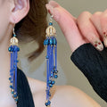 Sparkling Alloy Rhinestone Teardrop Flower Chain Tassel Ethnic Style Drop Earrings view 3