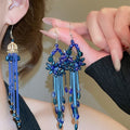 Sparkling Alloy Rhinestone Teardrop Flower Chain Tassel Ethnic Style Drop Earrings view 1