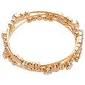 European Style Light Luxury Rhinestone Multilayer Geometric Open Metal Bangle With Circle Design view 5