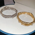 European Style Light Luxury Rhinestone Multilayer Geometric Open Metal Bangle With Circle Design view 4