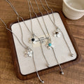 Korean Style Copper Flower Adjustable Pendant Sweater Necklace For Women Minimalist Accessory view 2