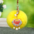 Jeweled Ruyi Lock Faux Fur Pom Pom Keychains in Fifteen Colors view 12
