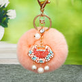 Jeweled Ruyi Lock Faux Fur Pom Pom Keychains in Fifteen Colors view 10
