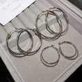 Minimalist Copper Geometric Cross Round Smooth Hoop Earrings For Women Light Luxury Style view 3