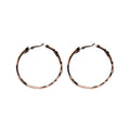 Vintage Leopard Print Leather Wrapped C-Shape Hoop Earrings With Silver Needle For Women view 5