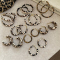 Vintage Leopard Print Leather Wrapped C-Shape Hoop Earrings With Silver Needle For Women view 3