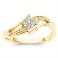 Light Luxury Diamond Shape Ring With Micro Pave Zircon, Fine European Style Fashion Jewelry view 1
