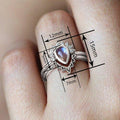 European Palace Style Couple Rings With Faux Moonstone, Glossy Water Drop Geometric Jewelry view 4