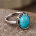 Distressed Vintage Ring With Faux Turquoise, Antique Style Statement Finger Jewelry view 3