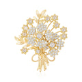 Alloy Zircon Flower Bouquet Brooch Pin For Elegant Womens Apparel view 1