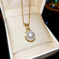 French Court Style Geometric Round Faux Pearl Zircon Pendant Necklace For Women view 2