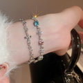 Sparkling Alloy Rhinestone Round Cross Pendant Bangle Light Luxury Fashion Bracelet view 1