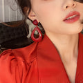 Vintage Hong Kong Style Resin Hollow Round Teardrop Pendant Drop Earrings For Women view 4