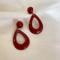 Vintage Hong Kong Style Resin Hollow Round Teardrop Pendant Drop Earrings For Women view 3