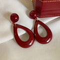 Vintage Hong Kong Style Resin Hollow Round Teardrop Pendant Drop Earrings For Women view 1