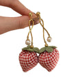 Chic Faux Pearl Zircon Strawberry Bow Flower Drop Earrings With Silver Pins view 5