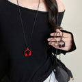 Light Luxury Alloy Enamel Earphone Pendant Sweater Necklace For Women Geometric Circle Jewelry view 3