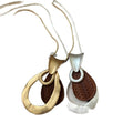 Light Luxury Wood Hollow Teardrop Pendant Sweater Necklace With Geometric Wrinkle Design view 5