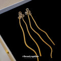 Minimalist Copper Geometric Chain Tassel Drop Earrings With Silver Pins For Women view 4