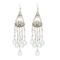 Mixed Material Ethnic Triangle Flower Teardrop Crystal Tassel Drop Earrings For Women view 5