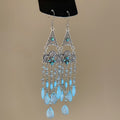 Mixed Material Ethnic Triangle Flower Teardrop Crystal Tassel Drop Earrings For Women view 3