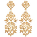 Alloy Hollow Flower Tassel Drop Earrings With Silver Needle Court Style Floral Stud Design view 5