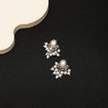 Elegant French Vintage Silver Alloy Pearl Flower Tassel Studs For Women Luxury Earrings view 4