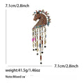 Alloy Rhinestone Horse Head Tassel Brooch Pin For Coats view 5