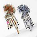 Alloy Rhinestone Horse Head Tassel Brooch Pin For Coats view 3