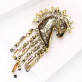 Alloy Rhinestone Horse Head Tassel Brooch Pin For Coats view 4